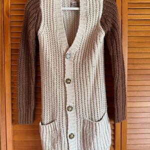 Burton Cream and Brown Knit Cardigan